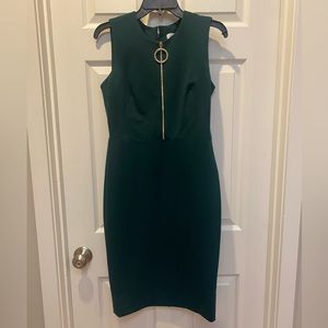 Calvin Klein Green Dress with Gold O Zipper